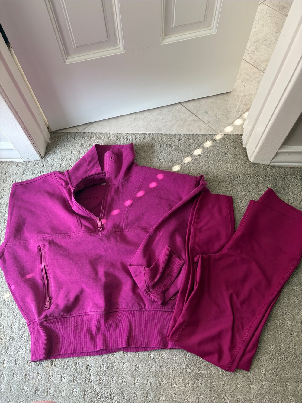 Old Navy Active Fuchsia Half-Zip Pullover & Legging Set